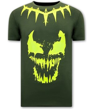 Local Fanatic Heren T shirts met Print  - Venom Face Neon  - Groen