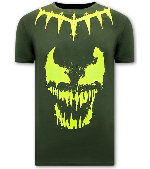 Local Fanatic Heren T shirts met Print  - Venom Face Neon  - Groen