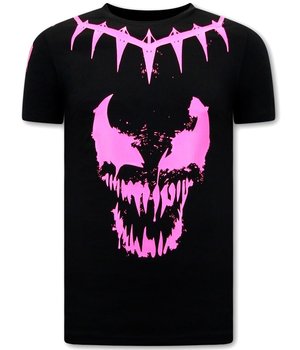 Local Fanatic T shirt met Opdruk Heren  - Venom Face Neon  - Zwart