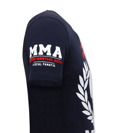 Local Fanatic  T-shirt Heren met Opdruk - MMA Fighter - Blauw