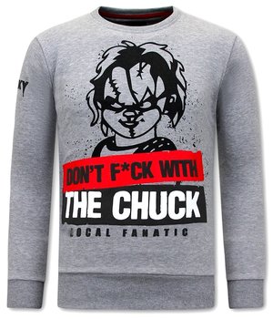Local Fanatic Heren Sweater met Print - Chucky - Grijs