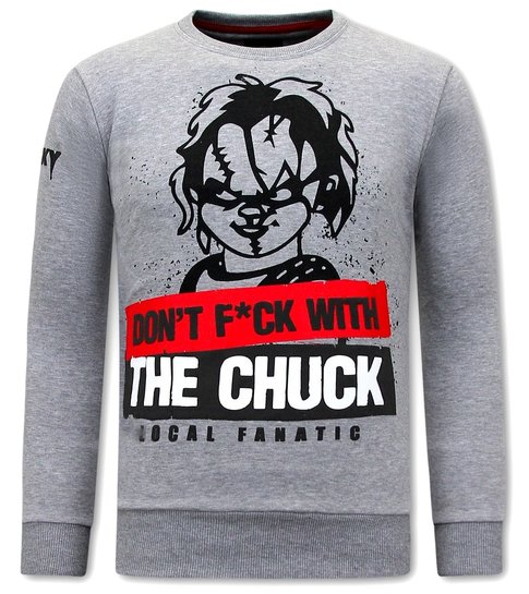 Local Fanatic Heren Sweater met Print - Chucky - Grijs