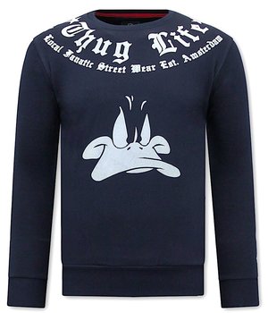 Local Fanatic Heren Sweater met Print - Thug Life  - Blauw