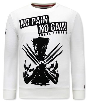 Local Fanatic Heren Sweater met Print - Wolverine - Beige