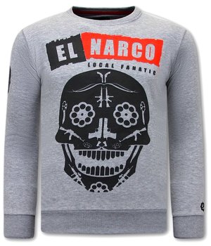 Local Fanatic Heren Sweater met Print - El Narco  - Grijs