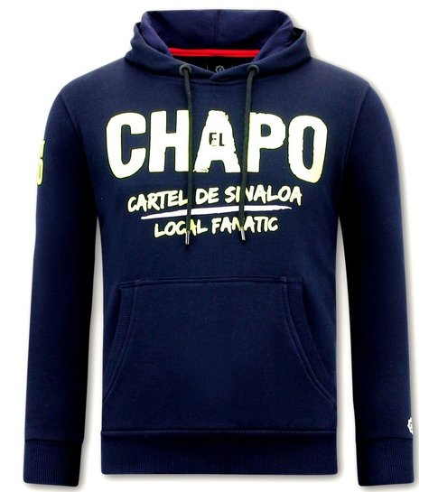 Local Fanatic Hoodie Heren Print - El Chapo - Blauw / Navy