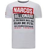 Local Fanatic Mannen t shirt met Print - Narcos - Wit