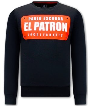 Local Fanatic Heren Sweater - Pablo Escobar EL Patrom - Zwart