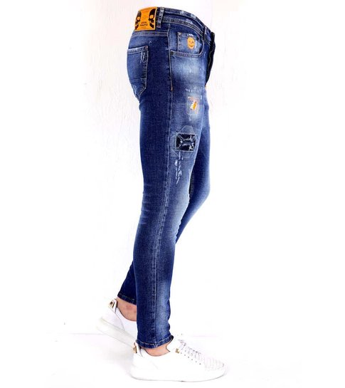 Local Fanatic Exclusieve Broek met Verfspatten Heren - 1006 - Blauw