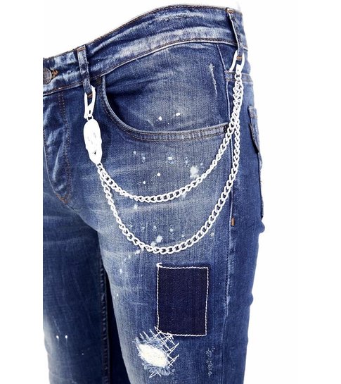 Local Fanatic Exclusieve Jeans met Verfspatten Heren - 1010 - Blauw