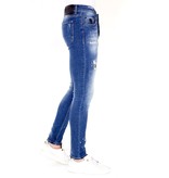 LF Exclusieve  Slim fit Jeans Verfspatten Heren  - 1035 - Blauw