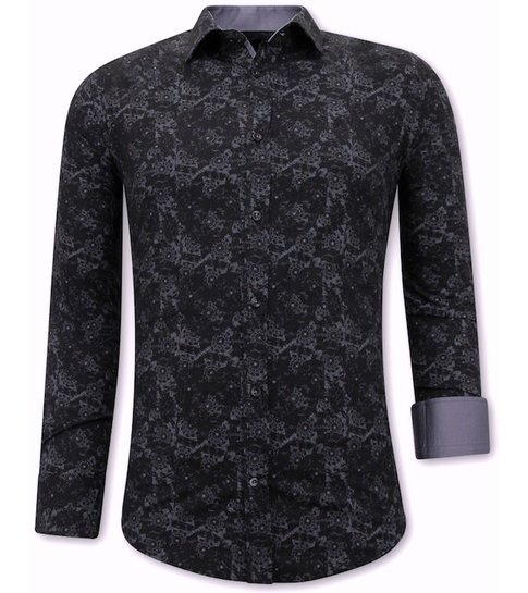 TONY BACKER Overhemd met Print Heren - Slim Fit - 3068NW - Zwart