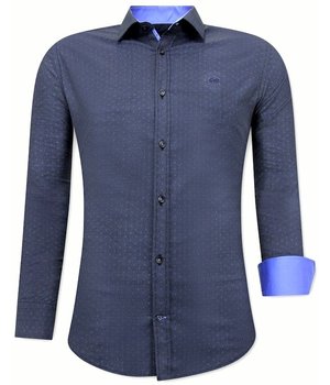 TONY BACKER Heren Overhemd met Print  - Slim Fit - 3067NW - Zwart