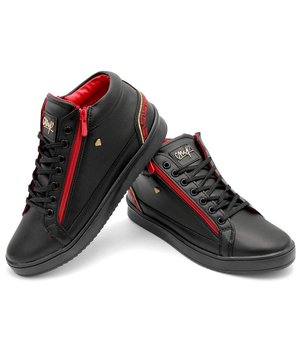 Cash Money Heren Sneaker - Cesar Black Red- CMS98 - Zwart