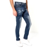 TRUE RISE Ripped Jeans Stretch Heren Slim fit - D-3134 - Blauw