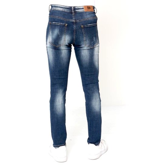 TRUE RISE Ripped Jeans Stretch Heren Slim fit - D-3134 - Blauw