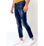 TRUE RISE Basic Broek Heren - Jeans Met Verfvlekken - D3068 - Blauw