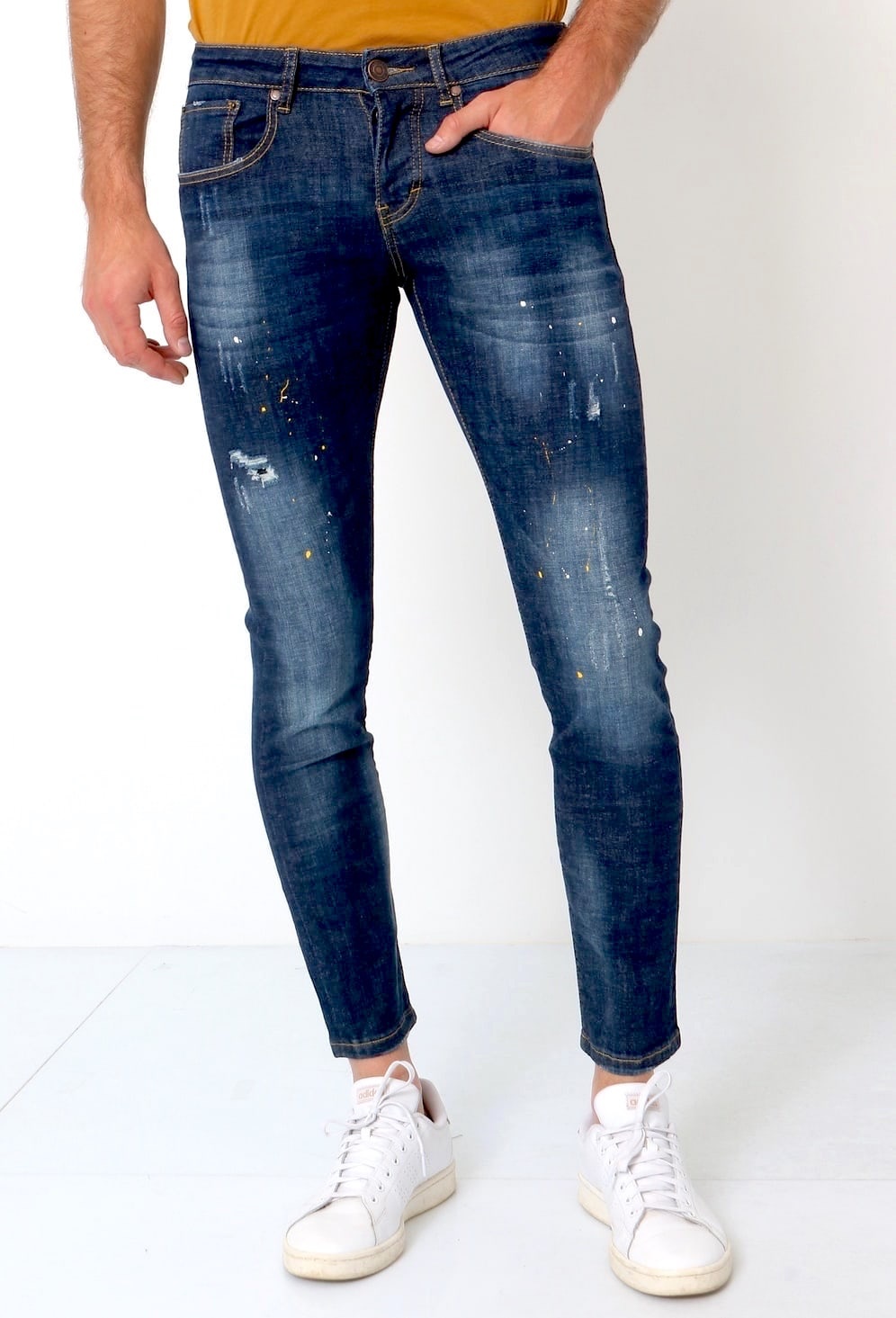 Basic Broek Heren | Jeans Met Verfvlekken | - Style Italy