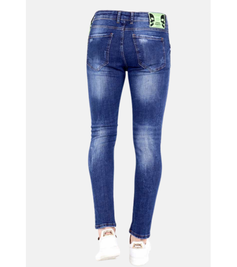 Local Fanatic Exclusieve Broek met Gaten en Verfspatten - 1005 - Blauw