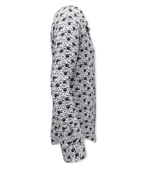 TONY BACKER Luxe Satijn Dierenprint Overhemd Heren - 3093 - Zwart / Wit