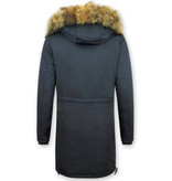 Gentile Bellini Dames Winterjas – Parka Met Bontkraag – Blauw