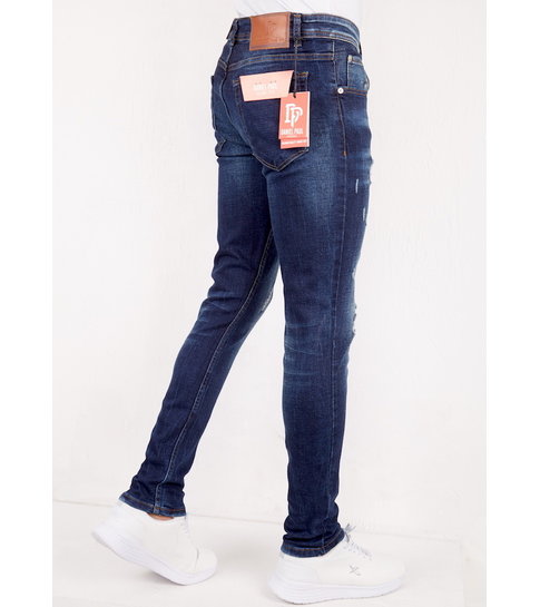 TRUE RISE Slim fit Jeans Stretch Heren met Gaten- SLM-36 - Blauw