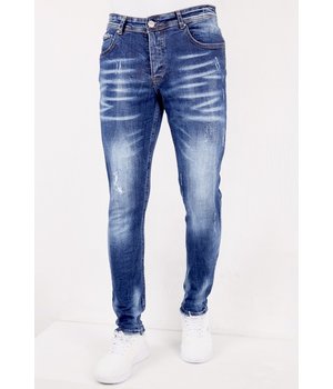 TRUE RISE Slim Fit Jeans met Scheuren Heren - SLM-37 - Blauw