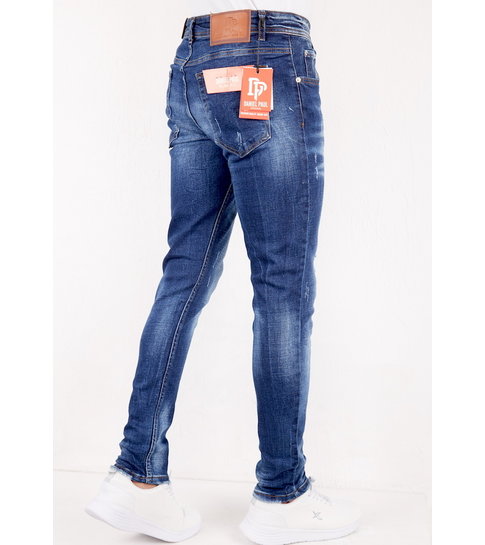 TRUE RISE Slim Fit Jeans met Scheuren Heren - SLM-37 - Blauw