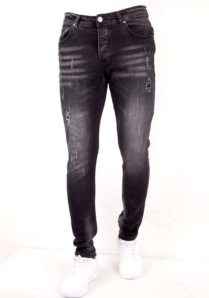 Denk vooruit hemel kijk in Zwarte Slim Fit Jeans met Scheuren Heren | Nieuwe Collectie | - Style Italy