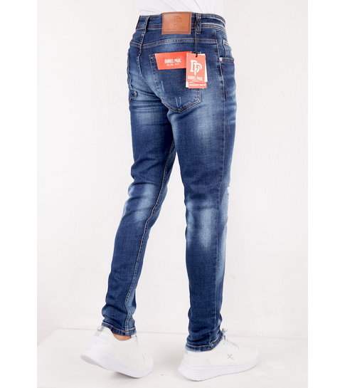 TRUE RISE Blauwe Slim Fit Jeans met Scheuren Heren - SLM-39 - Blauw