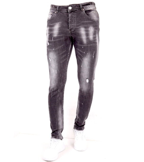 TRUE RISE Grijze Slim Fit Jeans met Scheuren Heren - SLM-40 - Grijs