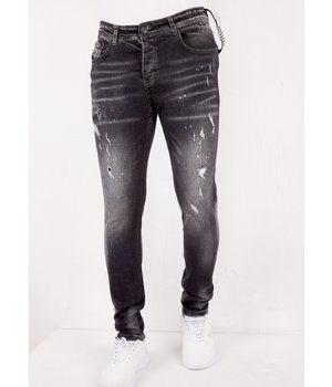 TRUE RISE Stonewashed Slim-fit Heren jeans Stretch -DC-007- Zwart