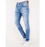 TRUE RISE Slim Fit Jeans met Verfspatten Heren -DC-002- Blauw