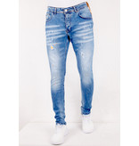 TRUE RISE Slim Fit Jeans met Verfspatten Heren -DC-002- Blauw