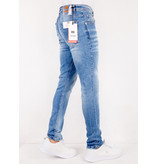 TRUE RISE Slim Fit Jeans met Verfspatten Heren -DC-002- Blauw