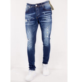 TRUE RISE Paint Splatter Jeans Mannen Slim Fit -DC-006- Blauw