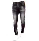 TRUE RISE Jeans met Paint Splatter Heren Slim Fit -DC-004- Zwart