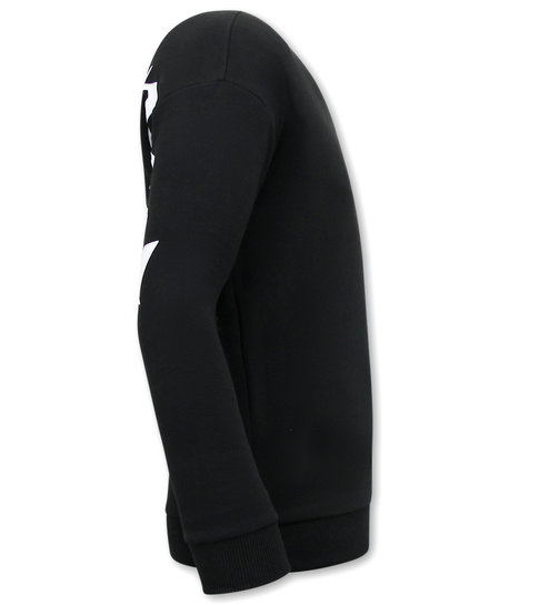 IKAO Heren Oversize Sweater met Tekst - Zwart