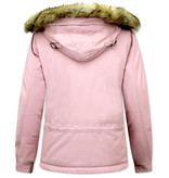 MATOGLA Dames Anorak Winterjas met Bontkraag – Pink