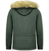 Beluomo Heren Anorak Winterjas met Bontkraag – Groen