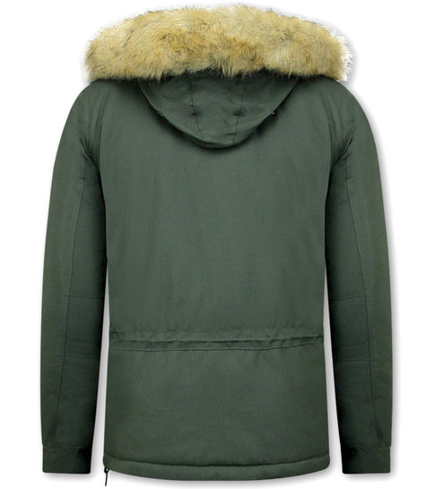 Beluomo Heren Anorak Winterjas met Bontkraag – Groen