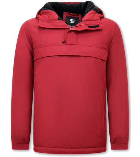 Beluomo Heren Winterjas Anorak Voor Over het Hoofd – Rood