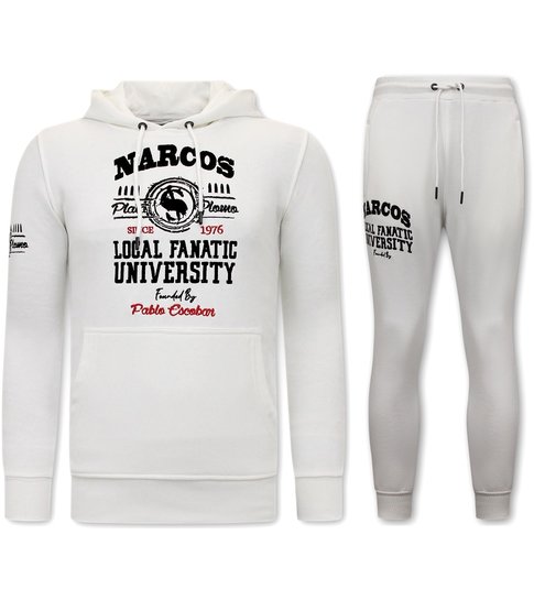 LF Amsterdam Exclusieve Heren Joggingspak - Narcos University - Wit