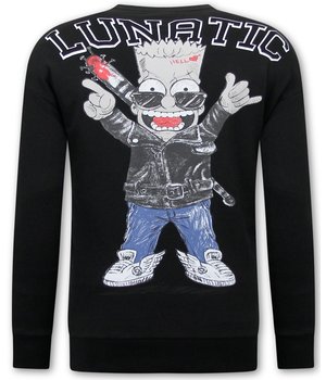 IKAO Lunatic Bart Heren Oversized Sweater met Print - Zwart