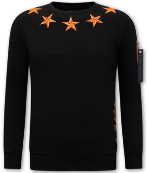 LF Amsterdam Heren Sweater - Royal Stars - Zwart / Oranje