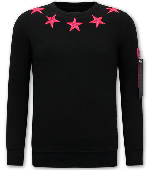 LF Amsterdam Heren Sweater - Royal Stars - Zwart / Roze