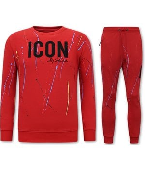 LF Amsterdam Exclusieve Mannen Joggingspak - ICON Painted - Rood