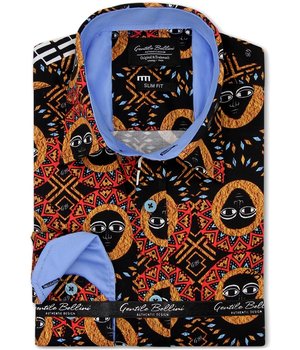 TONY BACKER Luxe Premium Overhemd met Print - Slim Fit -3103 - Zwart