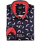 Luxe Heren Overhemd met Goudvis Print - Slim Fit -3101 - Navy