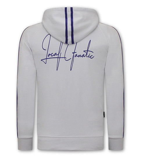 Local Fanatic Heren Trainingspak - Double Line Signed - Wit / Blauw